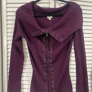 Cache Purple Sweater with Jewels